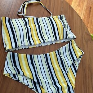 Zaful striped color mix high waisted bikini